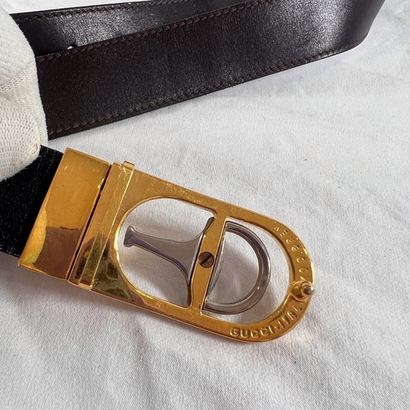 Vintage GUCCI Reversible Black Brown Leather Horsebit Men's Made in Italy 36-40 - Picture 11 of 14
